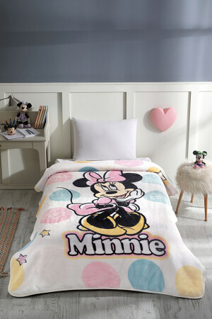 Minnie Mouse Happy Disney Lisanslı Tek Kişilik Çocuk Battaniyesi 160x220 PR-EVTEKSTILI-57295101327 - 1
