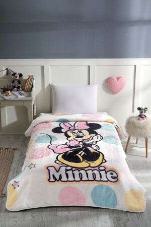 Minnie Mouse Happy Disney Lisanslı Tek Kişilik Çocuk Battaniyesi 160x220 PR-EVTEKSTILI-57295101327 - 2