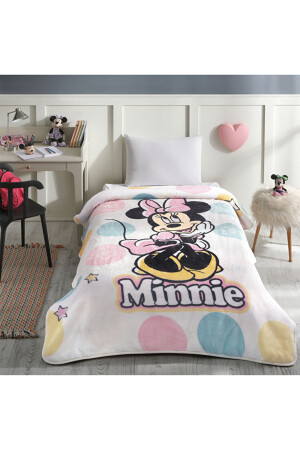 Minnie Mouse Happy Disney Lisanslı Tek Kişilik Çocuk Battaniyesi 160x220 PR-EVTEKSTILI-57295101327 - 3