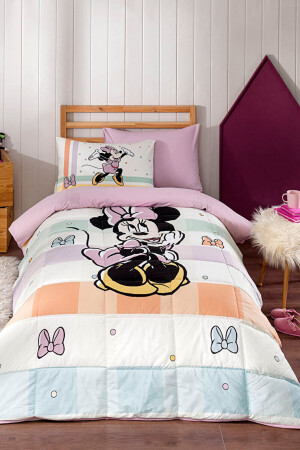 Minnie Mouse Happy Tek Kişilik Disney Lisanslı Lastikli Fitted Çarşaf Çocuk Uyku Seti PR-EVTEKSTILI-55481001327 - 1