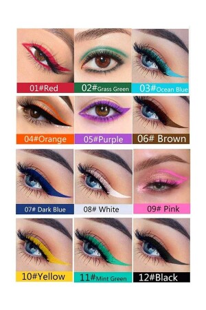 Miss 12'li Renkli Eyeliner & Pen 12 Color Eyeliner - Aks Kozmetik