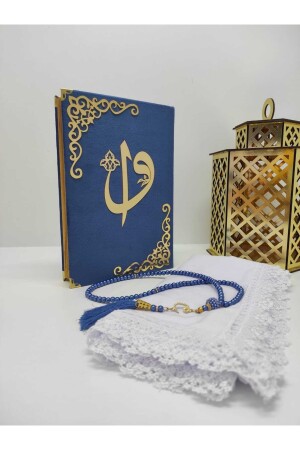 Mit dem Namen Velvet Quran Hayrat Neşriyat Medium Size (16X24)(DUNKELBLAU) Gebetshülle-Lesezeichen-Gebetsset - 2