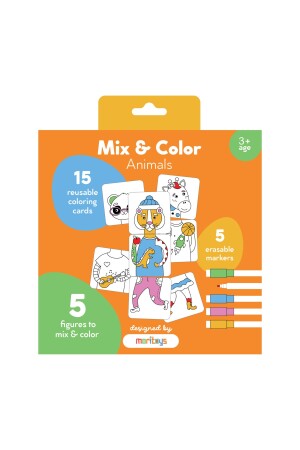 Mix & Color: Animals - Karıştır Renklendir Hayvanlar Puzzle 15 boyamalı puzzle kart - 1