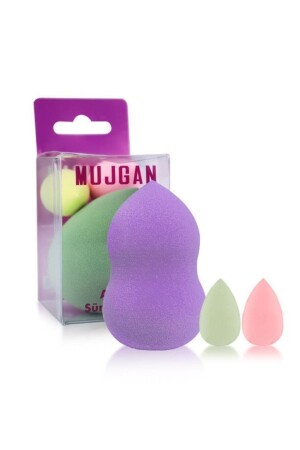Mjgn-170 Büyük - Orta Mini Boy 3'lü Armut Sünger Seti Lila - Mujgan