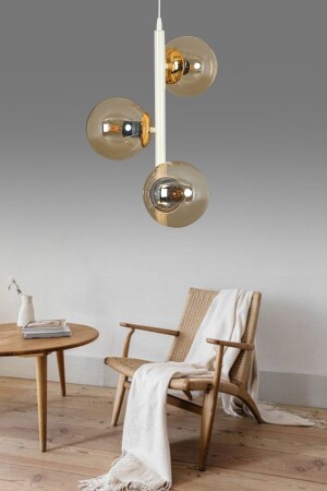 Modern Beyaz 3'lü Bal Glop Camlı Avize SEF121 - ŞL Şef Light