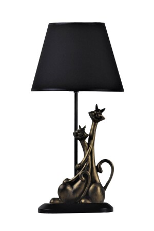 Modern Dizayn Kedi Abajur Gold Siyah qdeckediabj006 - Qdec
