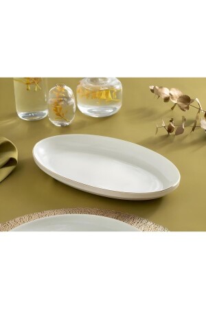 Modern Gold Altın 2li 30 Cm Porselen Büyük Boy Kayık Sunum Tabağı Servis Seti - Porselenden