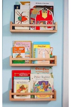 Montessori Bücherregal Kinder Babyzimmer Wandregal Holz Bücherregal Regal 3 Stück 50 cm 145 - 1