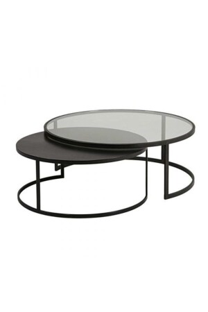 Monza İkili Sehpa Füme Cam - Siyah Mdf 562021 - BETA AKSESUAR