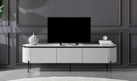 Mood Gri - Mermer Tv Sehpası - Cadde Yıldız