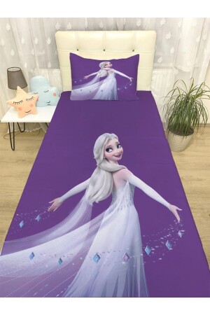 Mor Elsa Desenli Yatak Örtüsü Ve Yastık evortu1287 - 1