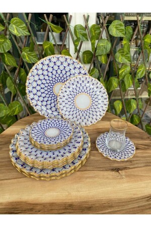 Mücevher model altın 24 prç kahvaltı takımı. - Gürcüglass