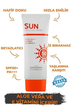 Multi Sun 70ml Adenozin Içeren Yapışkan His Bırakmayan Leke Karşıtı Spf50 Pa+++ Uva/uvb Güneş Kremi Foodaholic008 - 1
