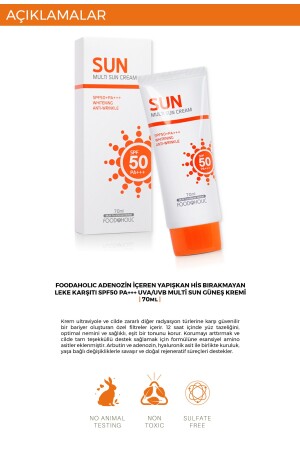 Multi Sun 70ml Adenozin Içeren Yapışkan His Bırakmayan Leke Karşıtı Spf50 Pa+++ Uva/uvb Güneş Kremi Foodaholic008 - 2