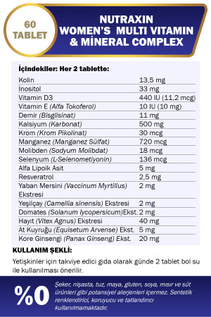 Multivitamin Kadın - Multivitamin & Mineral Complex 60 Tablet 60Tablet-t1 - 3
