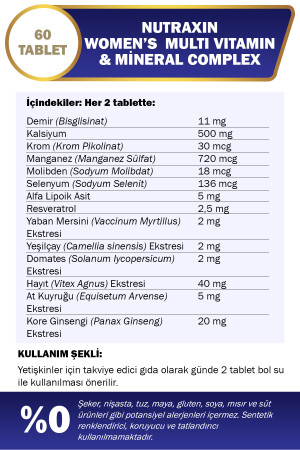 Multivitamin Kadın - Multivitamin & Mineral Complex 60 Tablet 60Tablet-t1 - 4