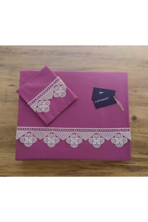 Mürdüm Osmanlı Iğne Oyalı Çift Kişilik Nevresim Takımı FGD5656 - Çeyiz Bahçesi