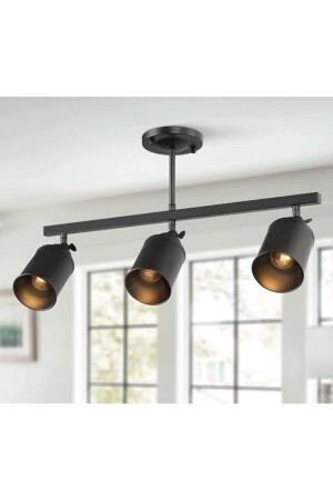 Mylights Mat Siyah Üçlü Led Avize Led Spot Hareketli Başlık Günışığı Ampullü MYL003116 - demet habek mylights