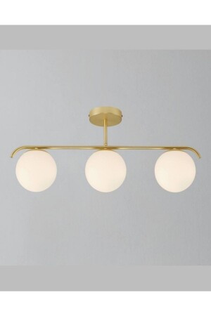 Mylights Üçlü Antik Eskitme Opal Camlı Plofonyer Avize Modern Spor Avize MYL003222 - demet habek mylights