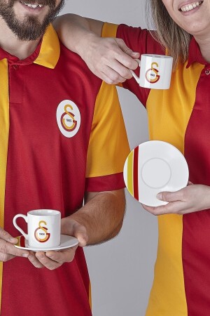 N3475 Galatasaray Lisanslı Çizgili 2'li Kahve Fincan Takımı - 2