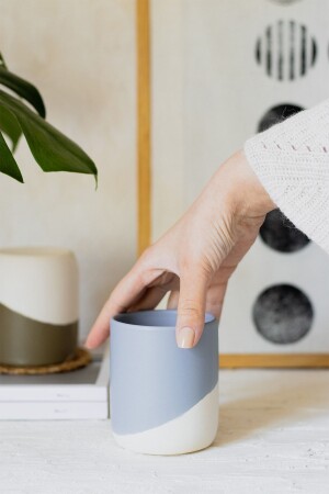 Natural Stone Kulpsuz Seramik Kupa BSM07 - Beige & Stone