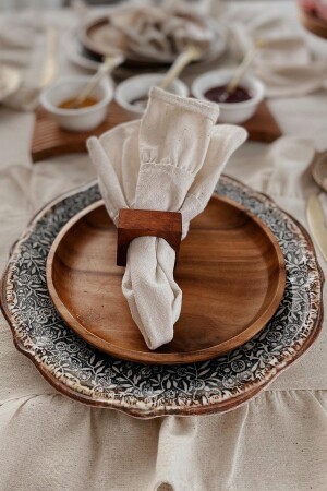 Naturel Fırfırlı Peçete 6 Lı Vintage 30x30 Cm - Cotton Maison