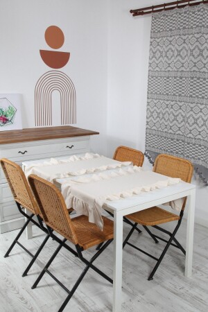 Naturel Fırfırlı Runner Vintage 2 Li 40x80 Cm - Cotton Maison