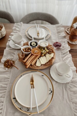 Naturel Fırfırlı Runner Vintage 45x150 Cm - Cotton Maison