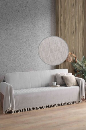 Naturel Koltuk Örtüsü Kolları Kaplayan Gri 180x300 - Ladynil