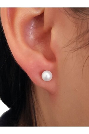 Natürliche weiße Kugel-Glasperlen-Ohrringe - Hbtasarim