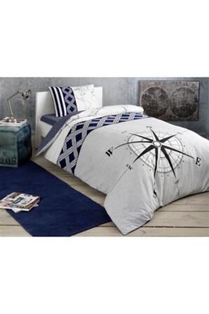 Navi Marineblaues Einzelbettbezug-Set, Spannbettlaken 60203491 - Taç