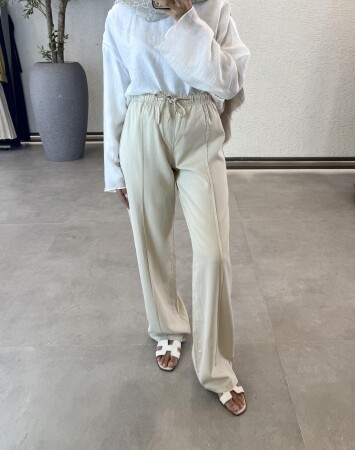 Nervür Dikişli Tensel Pantolon - Bej - Duendeca