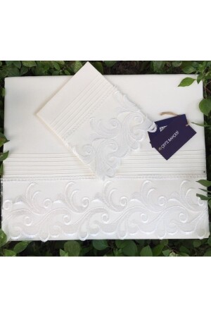 Nervürlü Çeyizlik Krem Sarmaşık Çift Kişilik Nevresim Takımı - Çeyiz Bahçesi