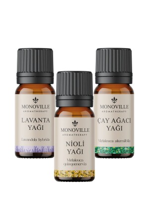 Nioli Yağı 10 Ml- Lavanta Yağı 10 Ml- Çay Ağacı Yağı 10 ml 3'lü Set %100 Saf Ve Doğal 3x10 ml - Monoville