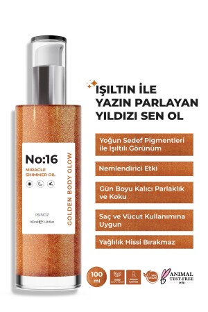 No:16 Mucizevi Işıltılı Saç Ve Vücut Bakım Yağı 100 Ml - Parıltılı Nemlendirici Bakım - Sinoz
