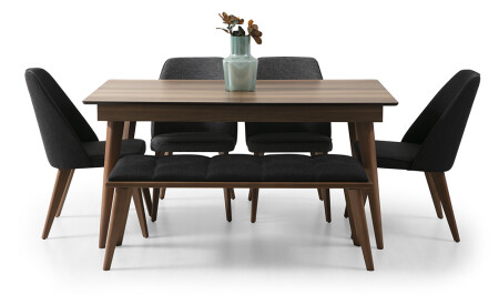 Nora Esstisch-Set aus Walnussholz - Cadde Yıldız