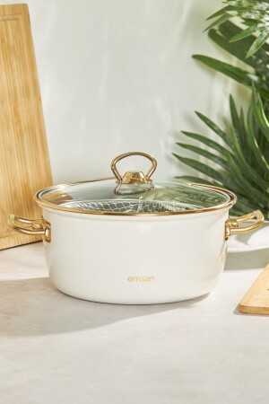 Nostalgie emaillierte beige Bratpfanne - Emsan