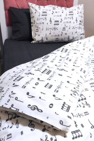 Note Weißes 4-teiliges Bettbezug-Set mit elastischen Laken für eine Einzelperson (100 x 200 cm) - Candan Çeyiz