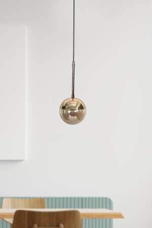 Nova Single Gold-schwarzer Metallkörper, Honigglas-Design, Luxus-Pendelleuchte, Kronleuchter LZRNSRKT37 - Luzarana