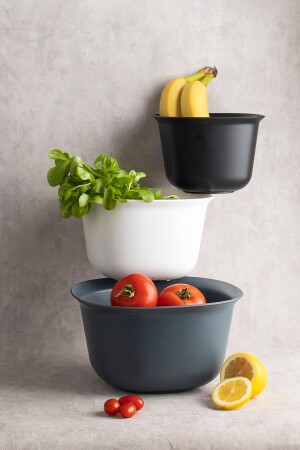 Org-173 Hazırlık Seti Süzgeç Seti Süzgeçli Karıştırma Kasesi Takımı Plastik Kase Seti Karıştırma Kasesi Süzgeç Seti - Porsima