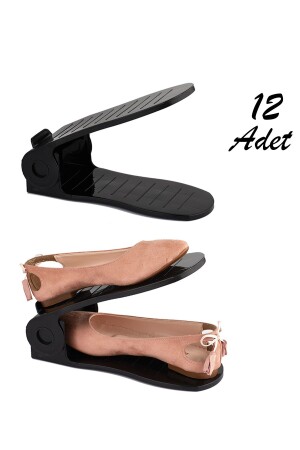 Org -201 12-teiliger Schuhrampen-Schuh-Organizer, Schrank-Organizer – Schwarz - Porsima