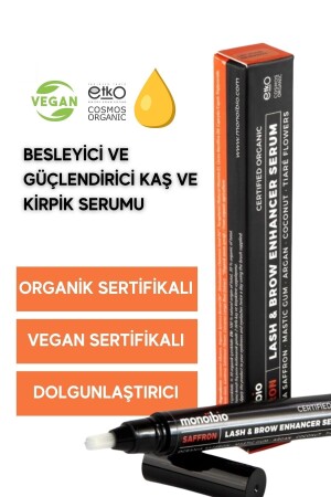Organik Kaş Kirpik Serumu - Saffron Yağ Kaş Kirpik Oluşumunu Destekler - Vegan - Monoibio