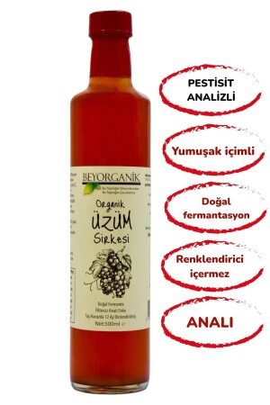 Organik Üzüm Sirkesi 500ml (PESTİSİT VE AĞIR METAL ANALİZLİ) - shifaah