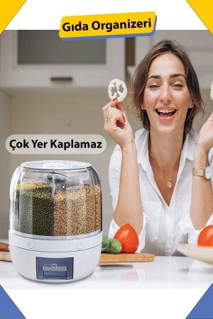 Organizer für Trockenfutter und Hülsenfrüchte, 360° drehbar, 6 Fächer, DKGB2022 - Genel Markalar