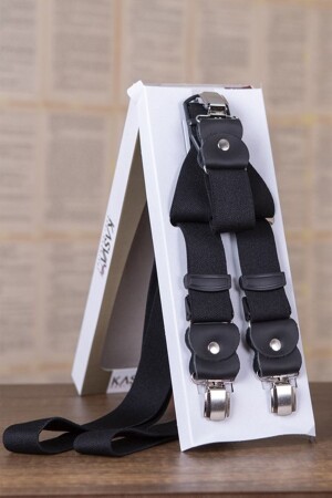 Orijinal Deri Klipsli Siyah Pantolon Askılığı KP.2000-1 - KASVA DERİ