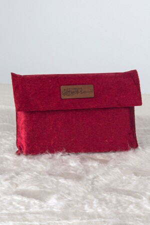 Orta Boy Kuranı Kerim Kadife Taşıma Çantası Bordo - Ihvanonline