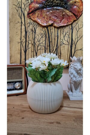 Orta Boy Saksıda Yapay Papatya Gerçekçi Görünüm Yapay Çiçek Papatya Banyo Masa Balkon Dekor 20cm - La Bella Bazar