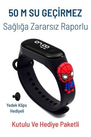 Örümcek Adam Spiderman Figürlü Dijital Led Çocuk Saati Dokunmatik Ekranlı Su Geçirmez (SİYAH) - Q-Time