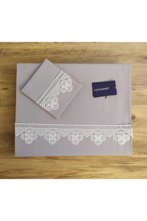 Osmanlı Iğne Oyalı Gri Çift Kişilik Nevresim Takımı FSF5564 - Çeyiz Bahçesi