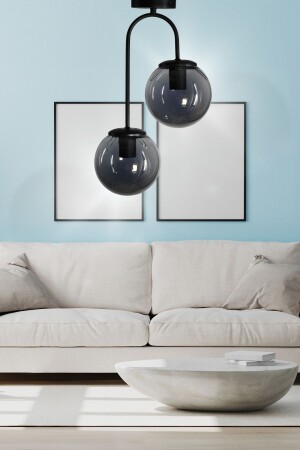 Otal 2-teiliger Lounge-Kronleuchter aus geräuchertem Kugelglas – Wohnzimmer – Küche – Flur - Veda Avize